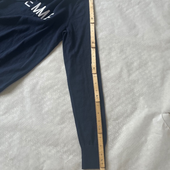 Banana Republic Femme Embroidered Cotton Navy Blue Crew Nec Sweater Top Pullover - Picture 7 of 7